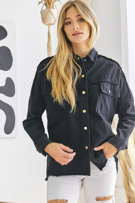 Kailea Rock & Roll Frayed Jacket - Black