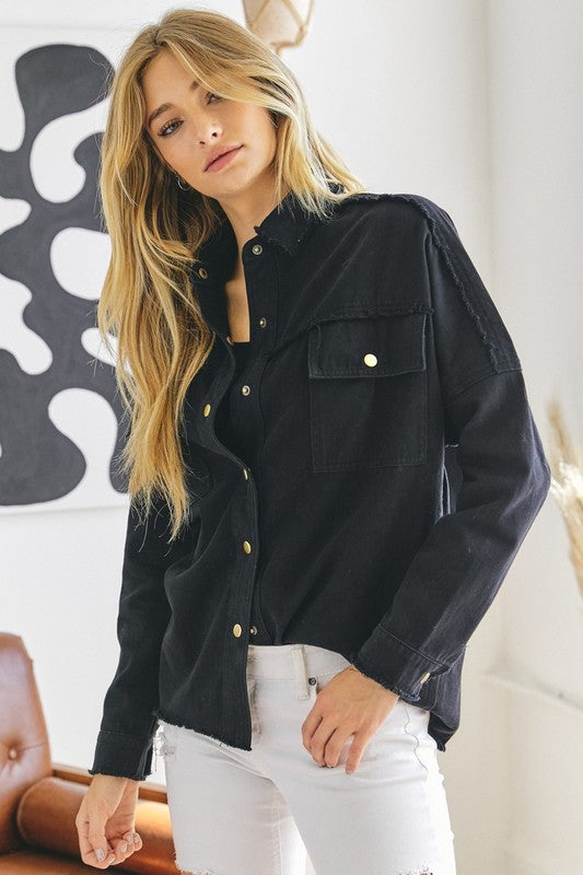 Kailea Rock & Roll Frayed Jacket - Black