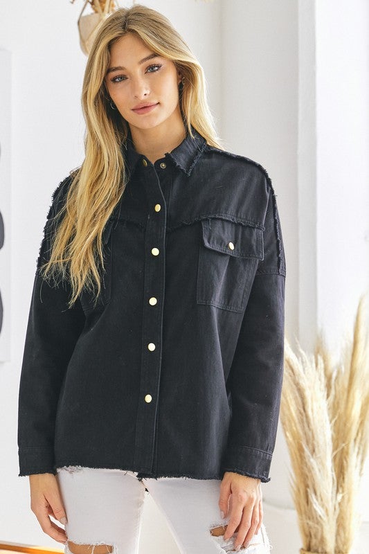 Kailea Rock & Roll Frayed Jacket - Black