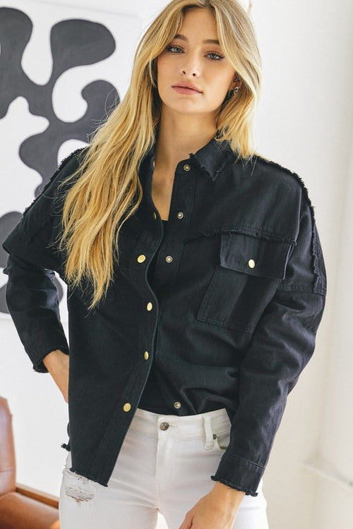 Kailea Rock & Roll Frayed Jacket - Black