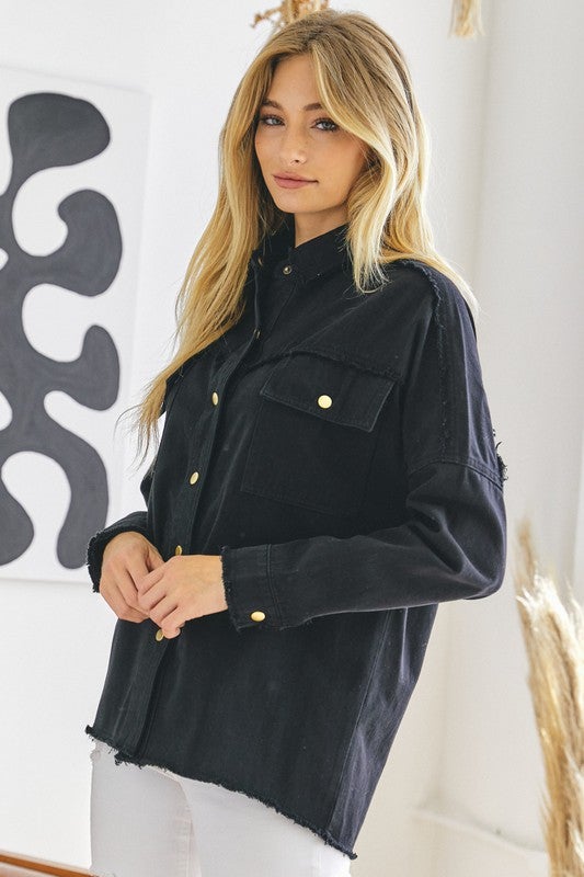 Kailea Rock & Roll Frayed Jacket - Black