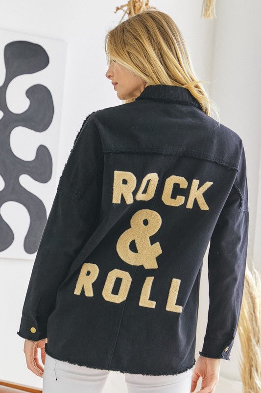 Kailea Rock & Roll Frayed Jacket - Black