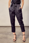 Farah Satin Paperbag Pants - Black