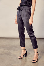 Farah Satin Paperbag Pants - Black