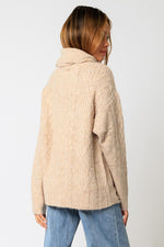 Sarah Distressed Cable Knit Sweater - Mocha
