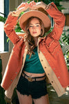 Ziggy Studded Jacket With Frayed Ends - Rust