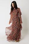 Perla Floral Flutter Sleeve Maxi Dress