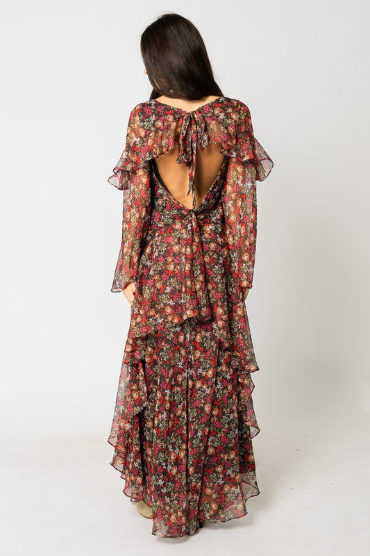 Perla Floral Flutter Sleeve Maxi Dress