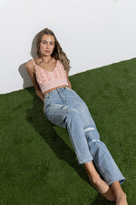 Paulette High Rise Distressed Mom Jeans