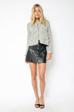 Chantelle Button Up Tweed Jacket - Black Ivory