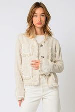 Chantelle Button Up Tweed Jacket - Natural Ivory