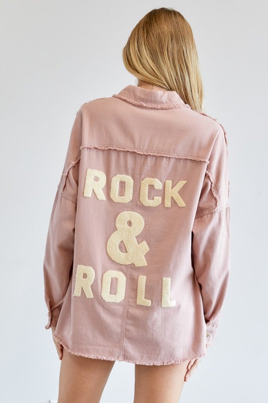 Kailea Rock & Roll Frayed Jacket - Pink