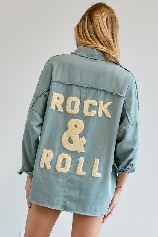 Kailea Rock & Roll Frayed Jacket - Blue