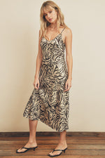 Risca Animal Print V-Neck Slip Midi Dress