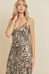 Risca Animal Print V-Neck Slip Midi Dress