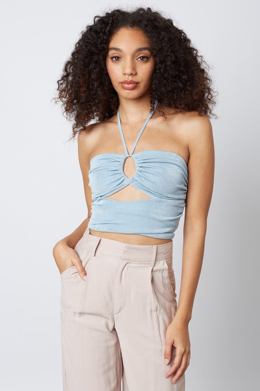 Kimberly Slinky Halter Cut Out Crop Top