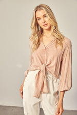 Addelyn Tie-Washed Front Tie Top