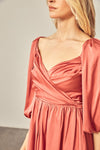 Ceci Wrap Balloon Sleeve Mini Dress - Dusty Rose