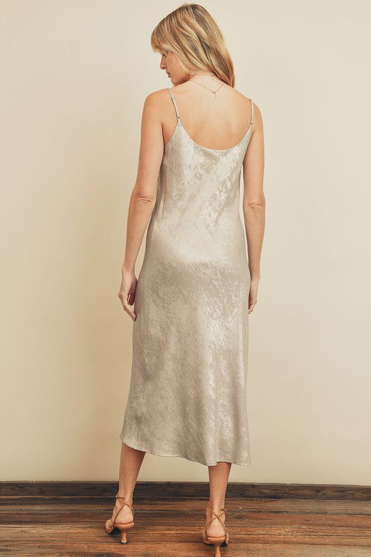 Romily Cowl Neck Midi Slip Dress - Champagne