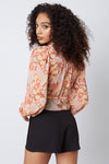 Myrtle Paisley Long Sleeve Front Tie Top