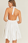 Phoebe Halter Open Back Skater Mini Dress - White
