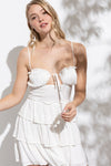 Avah Sweetheart Cut Ruffle Mini Dress - White