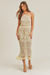 Habby Crochet Halter Top And Midi Skirt Set