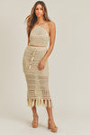Habby Crochet Halter Top And Midi Skirt Set