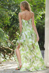 Corina Braided Shoulder Leaf Print Maxi Dress