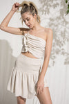 Jackie Linen Ruffle Cutout Mini Dress