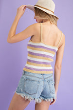 Giralina Knit V-Neck Striped Tank Top