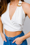 Dunia Halter Crop Top With  Buckle Detail