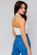 Dunia Halter Crop Top With  Buckle Detail