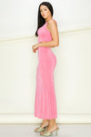 Fianna Slinky One Shoulder Strap Maxi Dress - Pink