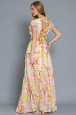 Leyla Ruffle Sleeve Cut Out Floral Maxi Dress
