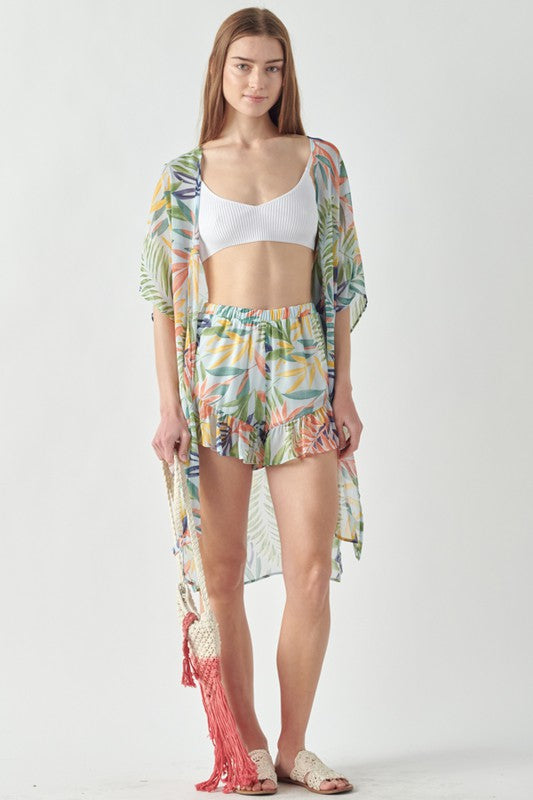 Irene Tropical Chiffon Kimono Duster ( See Matching Shorts )