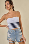 Chenoa Strapless Ribbed Two Town Stripe Top