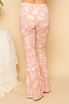 Tameka Retro Floral Flare Pants - Peach Multi