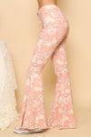 Tameka Retro Floral Flare Pants - Peach Multi