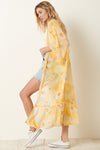 Sam Floral Print Maxi Kimono - Yellow
