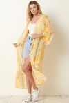 Sam Floral Print Maxi Kimono - Yellow