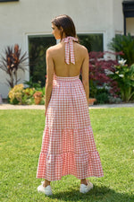 Morgan Gingham Halter Maxi Dress