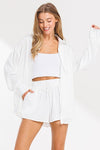 Belli Satin Button Down Top And Shorts - Ivory