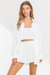 Belli Satin Button Down Top And Shorts - Ivory