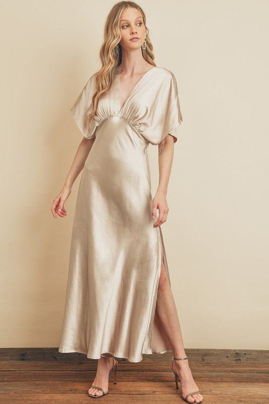 Amabelle Satin Kimono Sleeve Maxi Dress - Ivory Girls Will Be Girls Amabelle Satin Kimono Sleeve Maxi Dress - Ivory Girls Will Be Girls