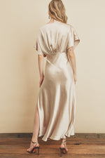 Amabelle Satin Kimono Sleeve Maxi Dress - Ivory