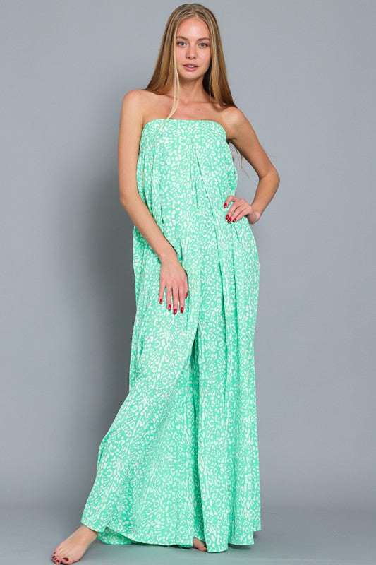 Ellison Tube Top Strapless Jumpsuit With Tie Back - Green