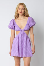 Juliette Eyelet Cut Out Mini Dress - Lavender