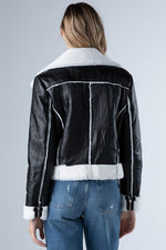 Émilie Faux Fur Shearling Leather Moto Jacket