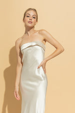 Meda Satin Strapless Cowl Back Midi Dress - Ivory